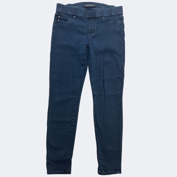 Liverpool Denim Legging Pants Womens 6 Blue Indigo Overdye Pull On Stretch Jeans - Picture 1 of 8